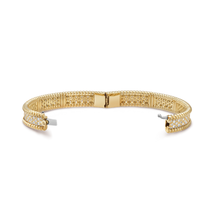 18K Gold Diamond Perlée 3-Row Bracelet