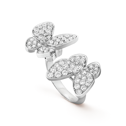 18K White Gold Diamonds VCA Butterfly Between the Finger Ring