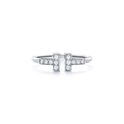 18K Gold Diamond Tiffany T Ring