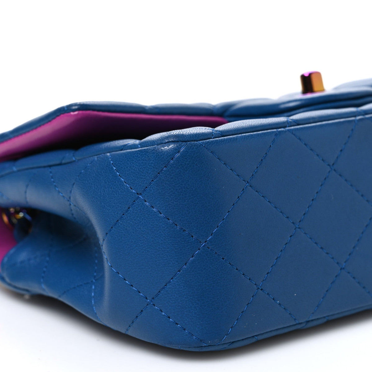 Chanel Lambskin Quilted Mini Rectangular Flap Blue Purple