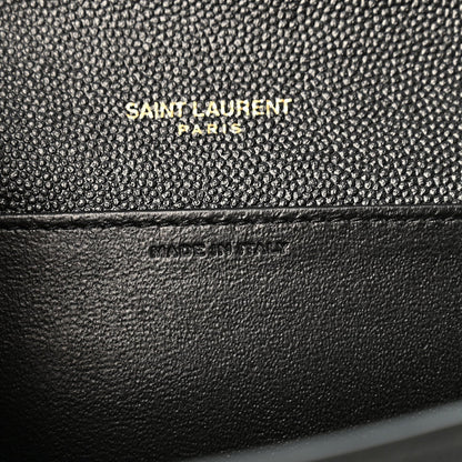 Saint Laurent Grain de Poudre Uptown Chain Wallet Black