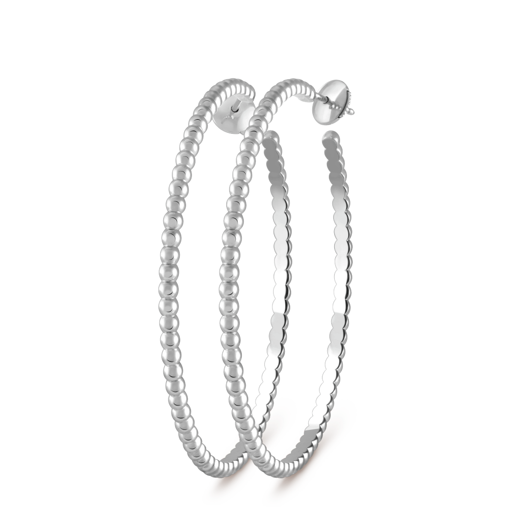 18K Gold VCA Perlée Pearls of Gold Hoop Earrings