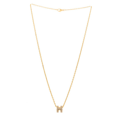 Hermes Lacquered Gold Mini Pop H Pendant Necklace Marron Glace