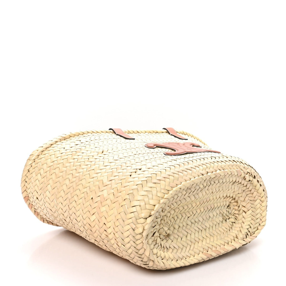 Celine Raffia Calfskin Triomphe Medium Panier Tan