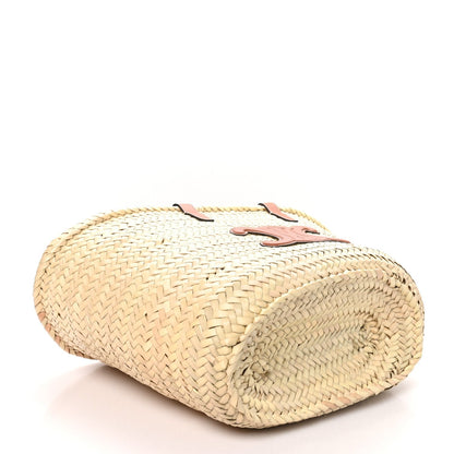 Celine Raffia Calfskin Triomphe Medium Panier Tan