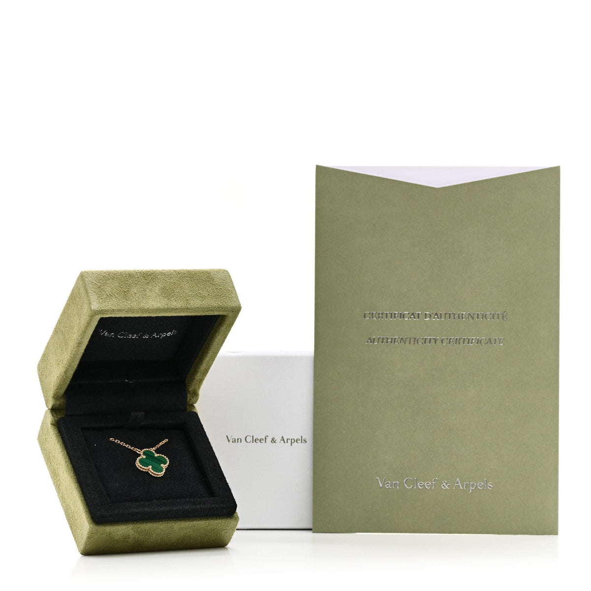 Van Cleef & Arpels 18K Yellow Gold Malachite Vintage Alhambra Pendant Necklace