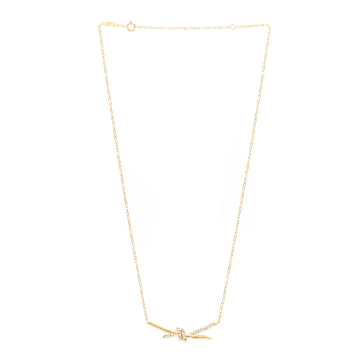 18K Yellow Gold Diamond Knot Necklace
