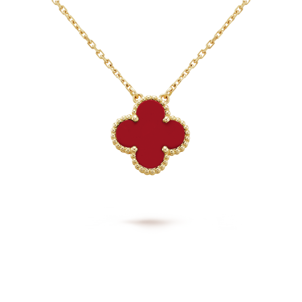 18K Yellow Gold Carnelian VCA Vintage Alhambra Pendant