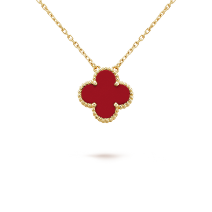 18K Yellow Gold Carnelian VCA Vintage Alhambra Pendant