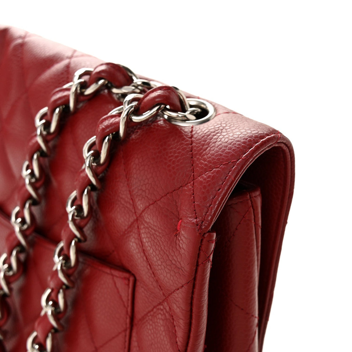 Chanel Caviar Quilted Jumbo Single Flap Dark Red 1824892
