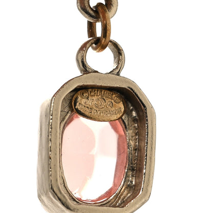 Chanel Crystal CC Drop Earrings Pink Gold