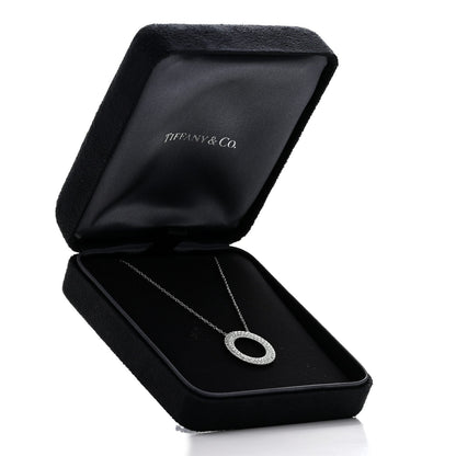Tiffany 18K White Gold Diamond Metro Circle Pendant Necklace