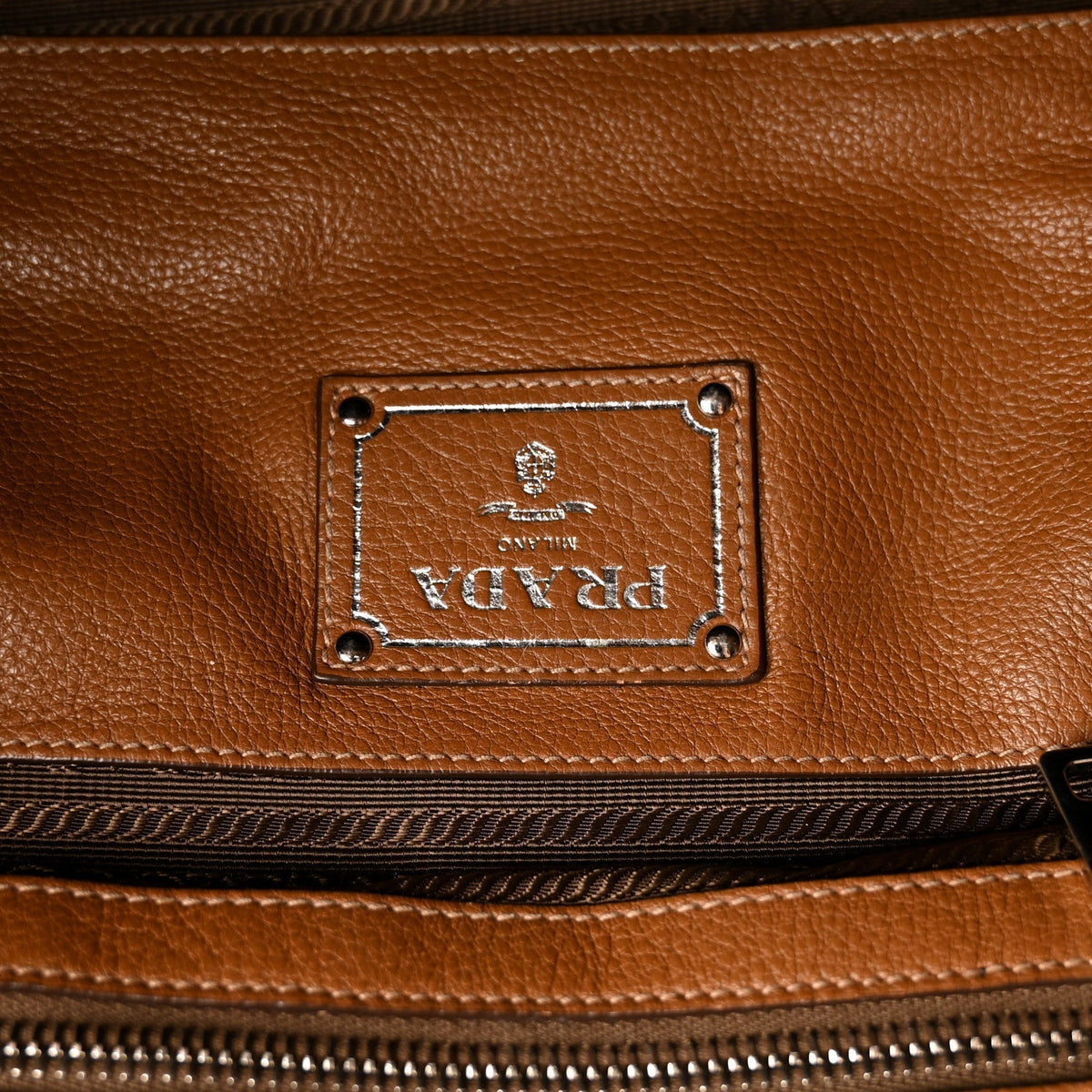 Prada Vitello Daino Shopping Tote Brown