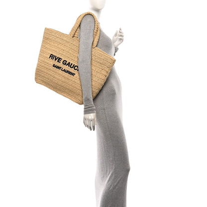 Saint Laurent Raffia Rive Gauche Tote Natural