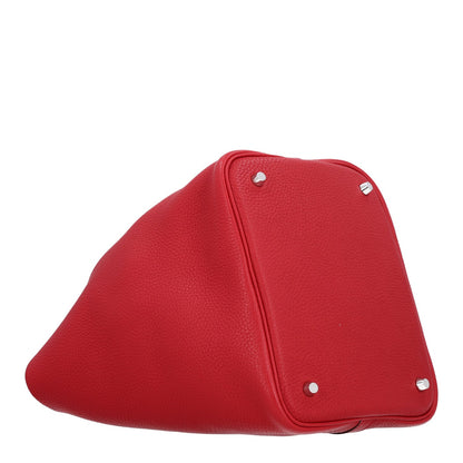 Hermes Taurillon Clemence 22cm Picotin Lock Bag Rouge Casaque