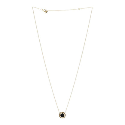 Tiffany 18K Yellow Gold Diamond Black Onyx Small T Circle Pendant Necklace