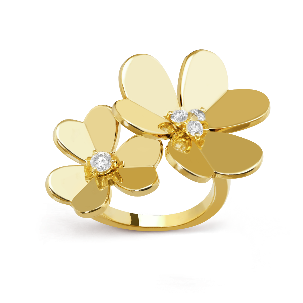 18K Yellow Gold Diamond VCA Frivole Between the Finger Ring