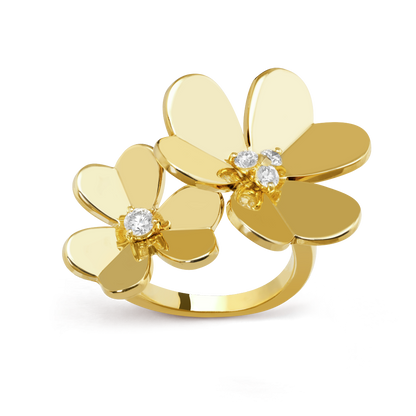 18K Yellow Gold Diamond VCA Frivole Between the Finger Ring