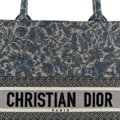 Christian Dior Canvas Embroidered Large Brocart Book Tote Blue 1983375
