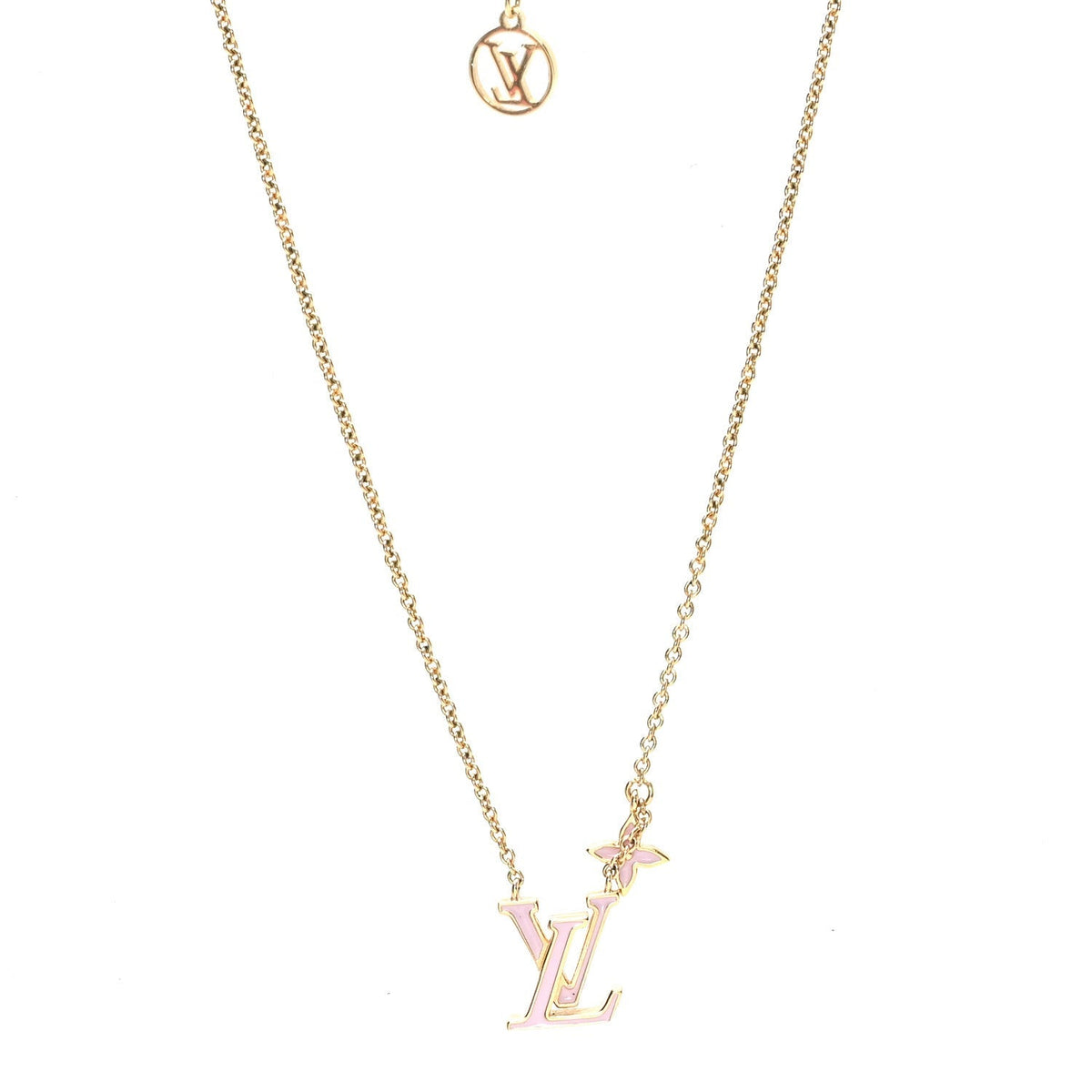 Louis Vuitton Enamel LV Iconic Necklace Gold Pink