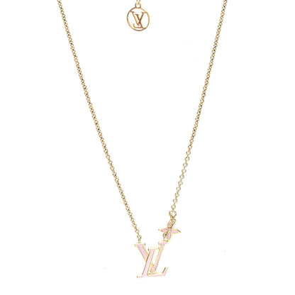 Louis Vuitton Enamel LV Iconic Necklace Gold Pink