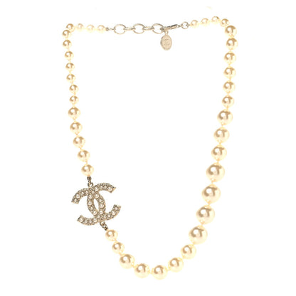 Chanel Pearl Crystal CC 100th Anniversary Necklace Light Gold