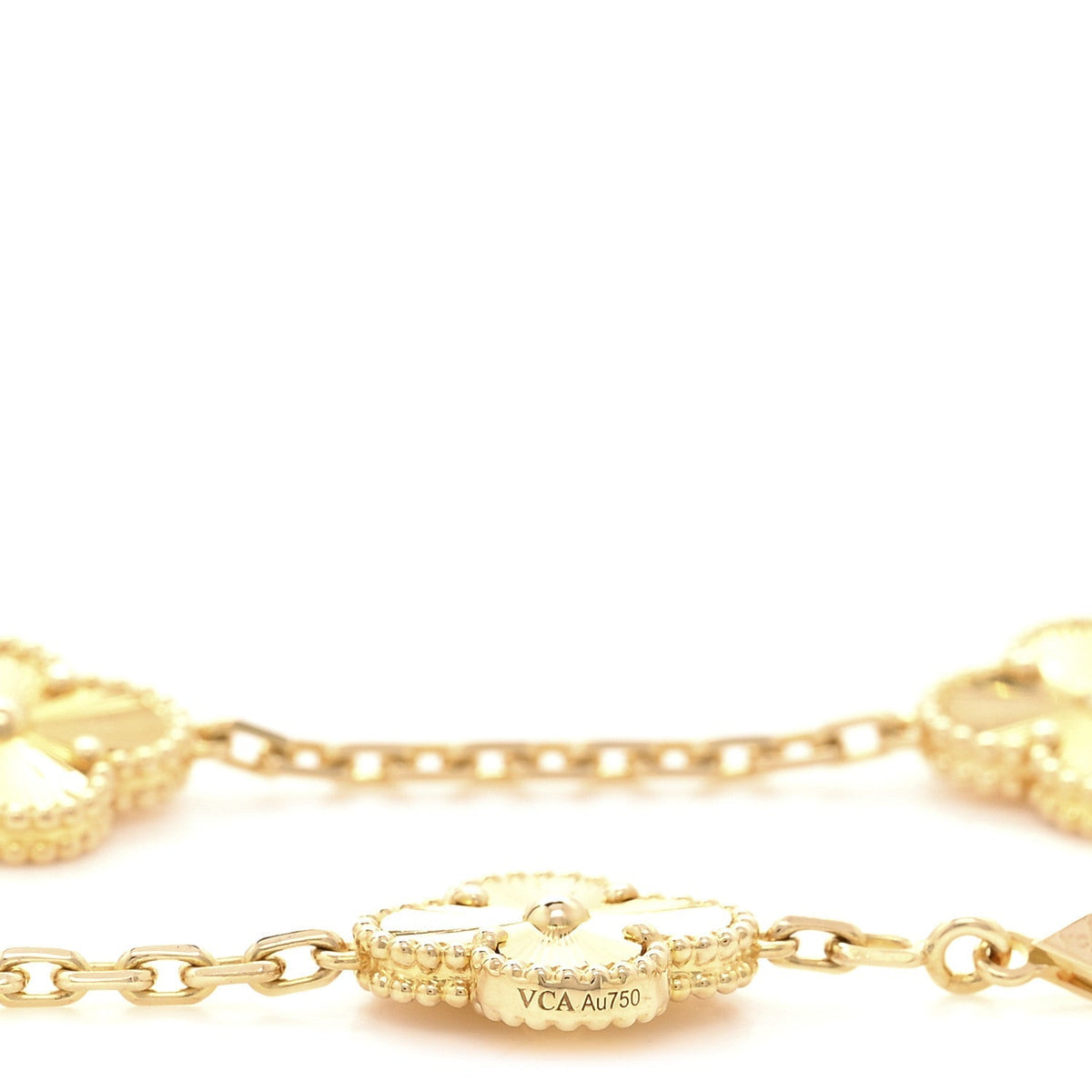 Van Cleef & Arpels 18K Yellow Gold 10 Motifs Guilloche Vintage Alhambra Necklace