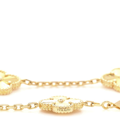 Van Cleef & Arpels 18K Yellow Gold 10 Motifs Guilloche Vintage Alhambra Necklace