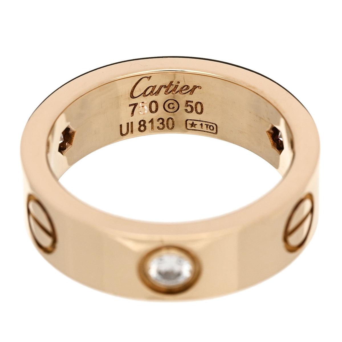 Cartier 18K Pink Gold 3 Diamond 5.5mm LOVE Ring 50 5.25