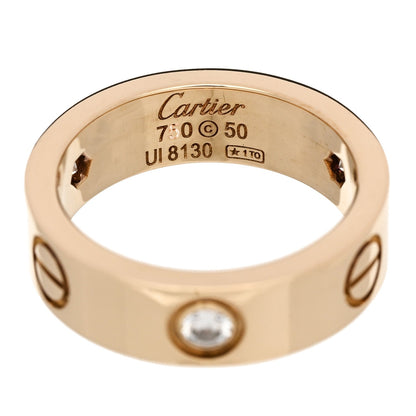 Cartier 18K Pink Gold 3 Diamond 5.5mm LOVE Ring 50 5.25