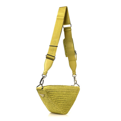 Prada Yarn Raffia Effect Crochet Triangle Shoulder Bag Giallo 1857168