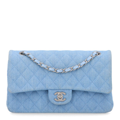 Chanel Denim Quilted Medium Double Flap Light Blue 1988543