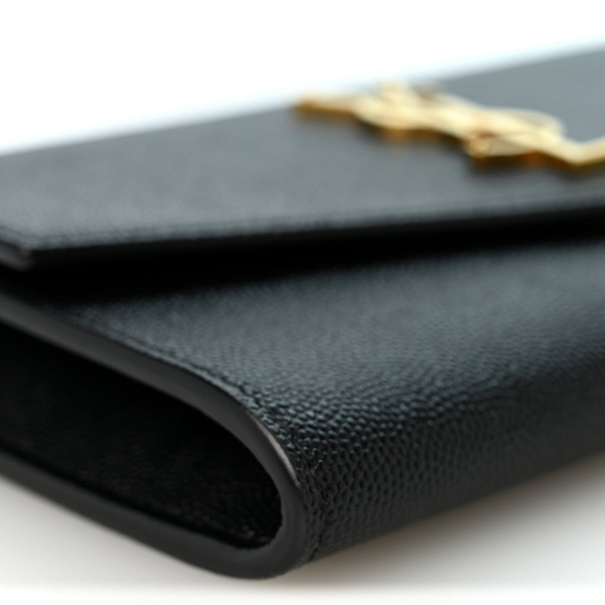 Saint Laurent Grain de Poudre Uptown Chain Wallet Black
