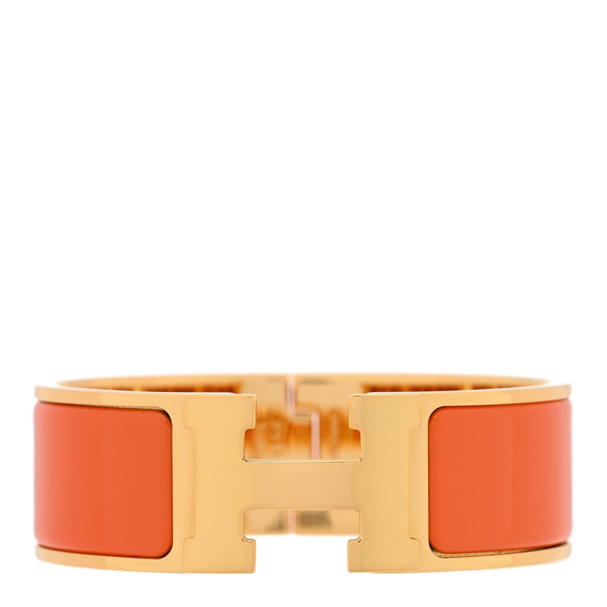 Hermes Enamel Wide Clic Clac H Bracelet PM Orange