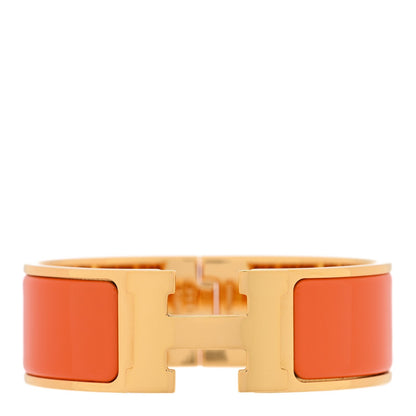 Hermes Enamel Wide Clic Clac H Bracelet PM Orange