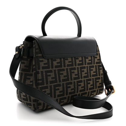 Versace Grained Calfskin Fendace Medium La Medusa Bag Black Brown