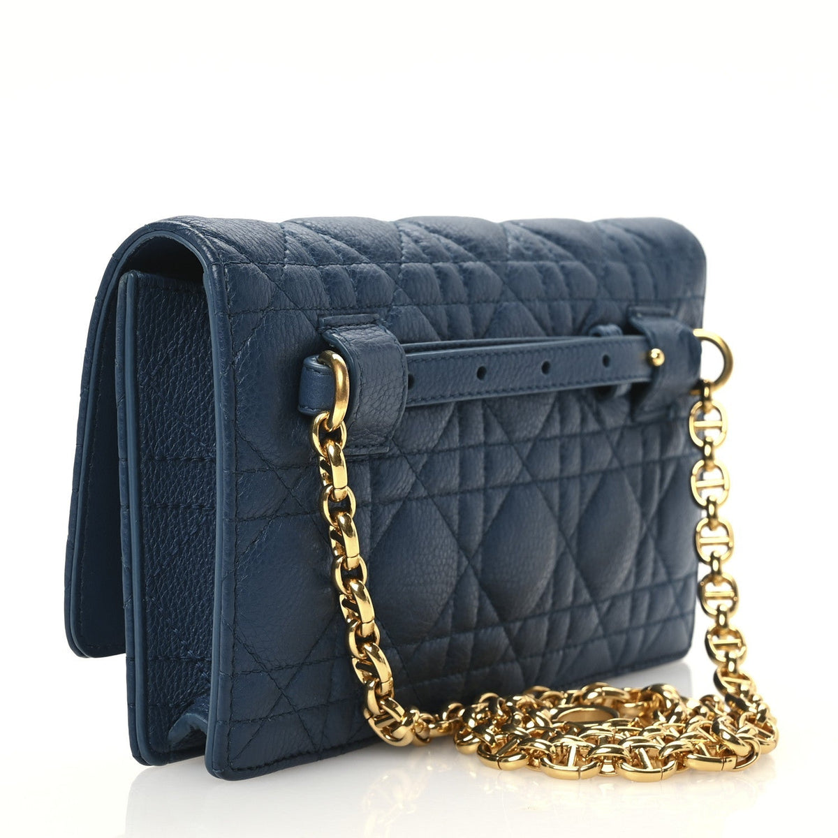 Christian Dior Supple Calfskin Cannage Caro Belt Pouch Steel Blue