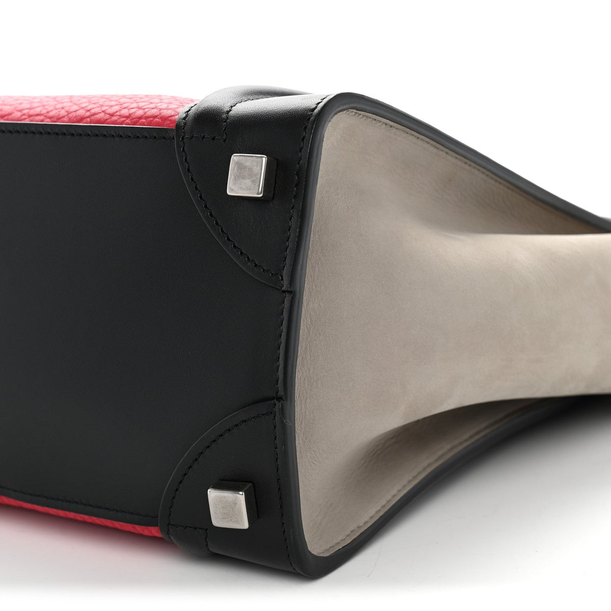 Celine Calfskin Bullhide Micro Luggage Tri-Color Bright Red