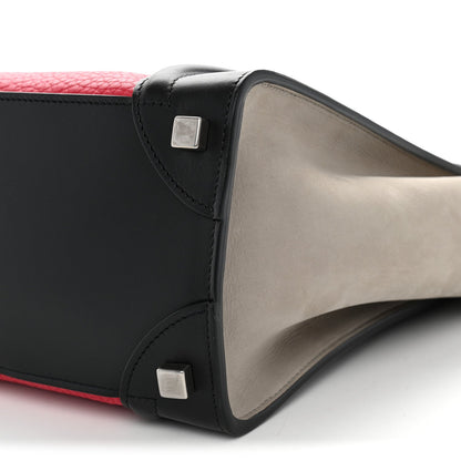 Celine Calfskin Bullhide Micro Luggage Tri-Color Bright Red