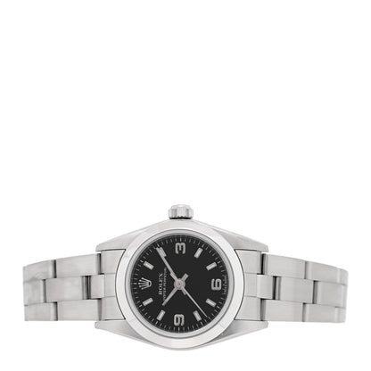 Rolex Stainless Steel 24mm Oyster Perpetual Watch Black 76080