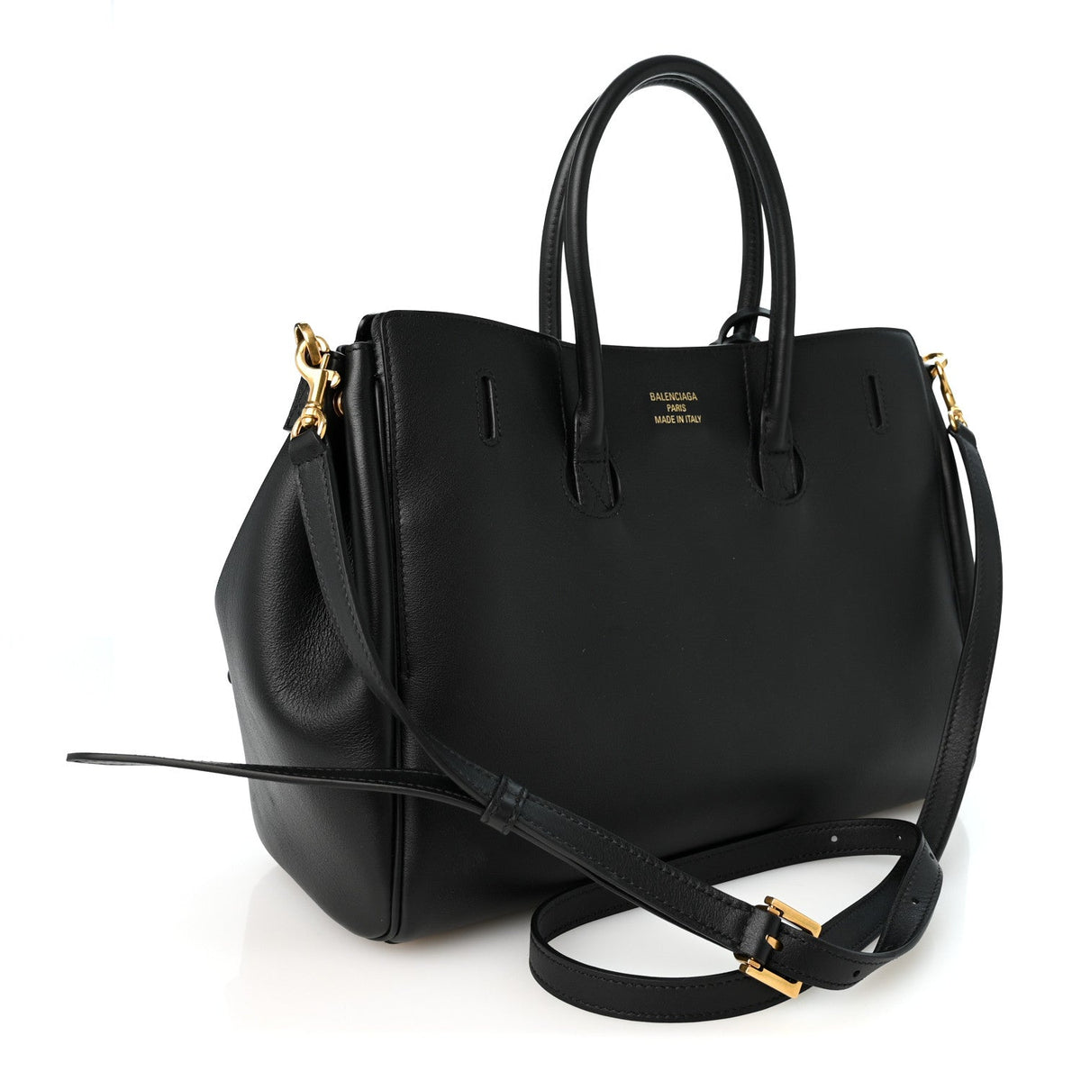 Balenciaga Smooth Calfskin Small Bel Air Carry All Bag Black