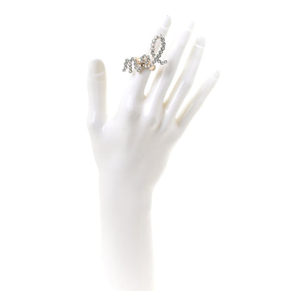 Chanel Crystal Pearl Cha-Nel Rings Set Gold