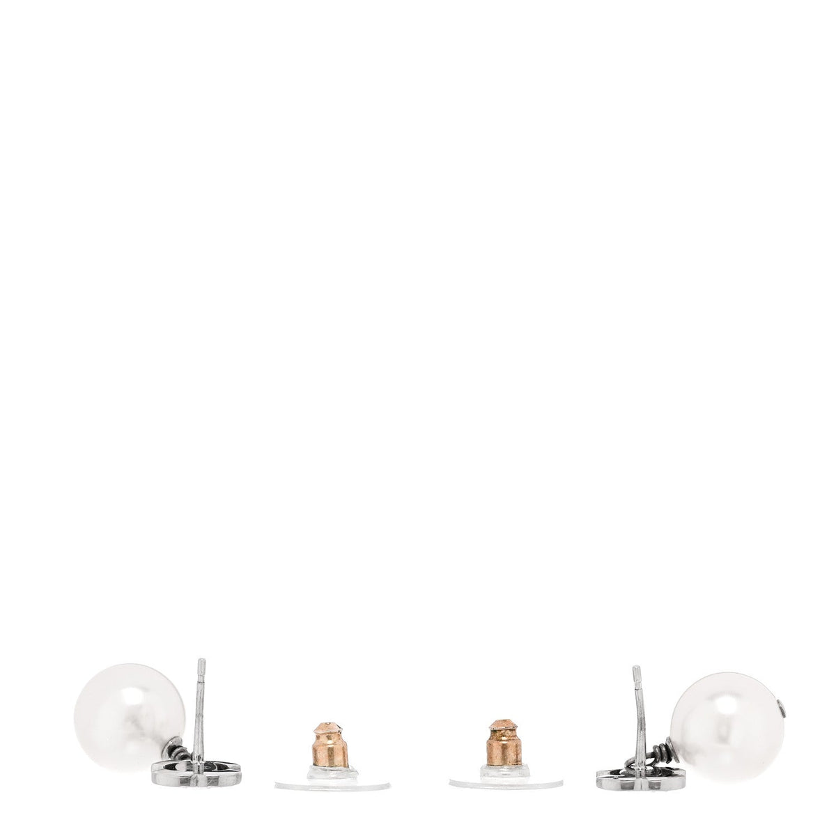 Chanel Crystal Pearl CC Drop Earrings Silver Pearly White