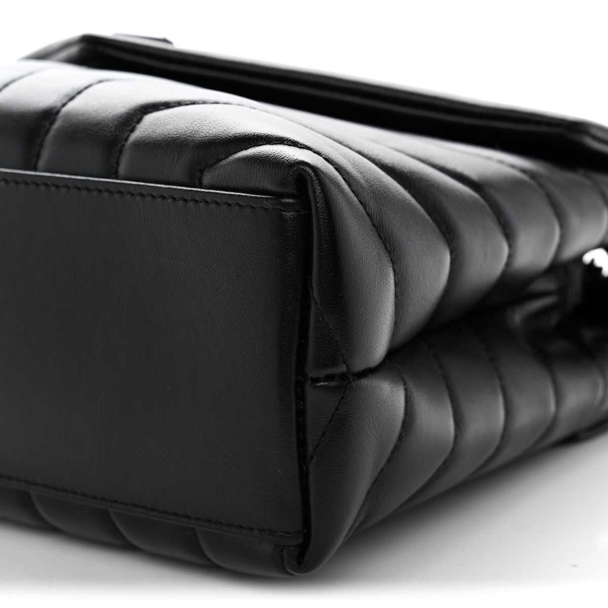 Saint Laurent Calfskin Y Quilted Monogram Small Loulou Chain Satchel Black