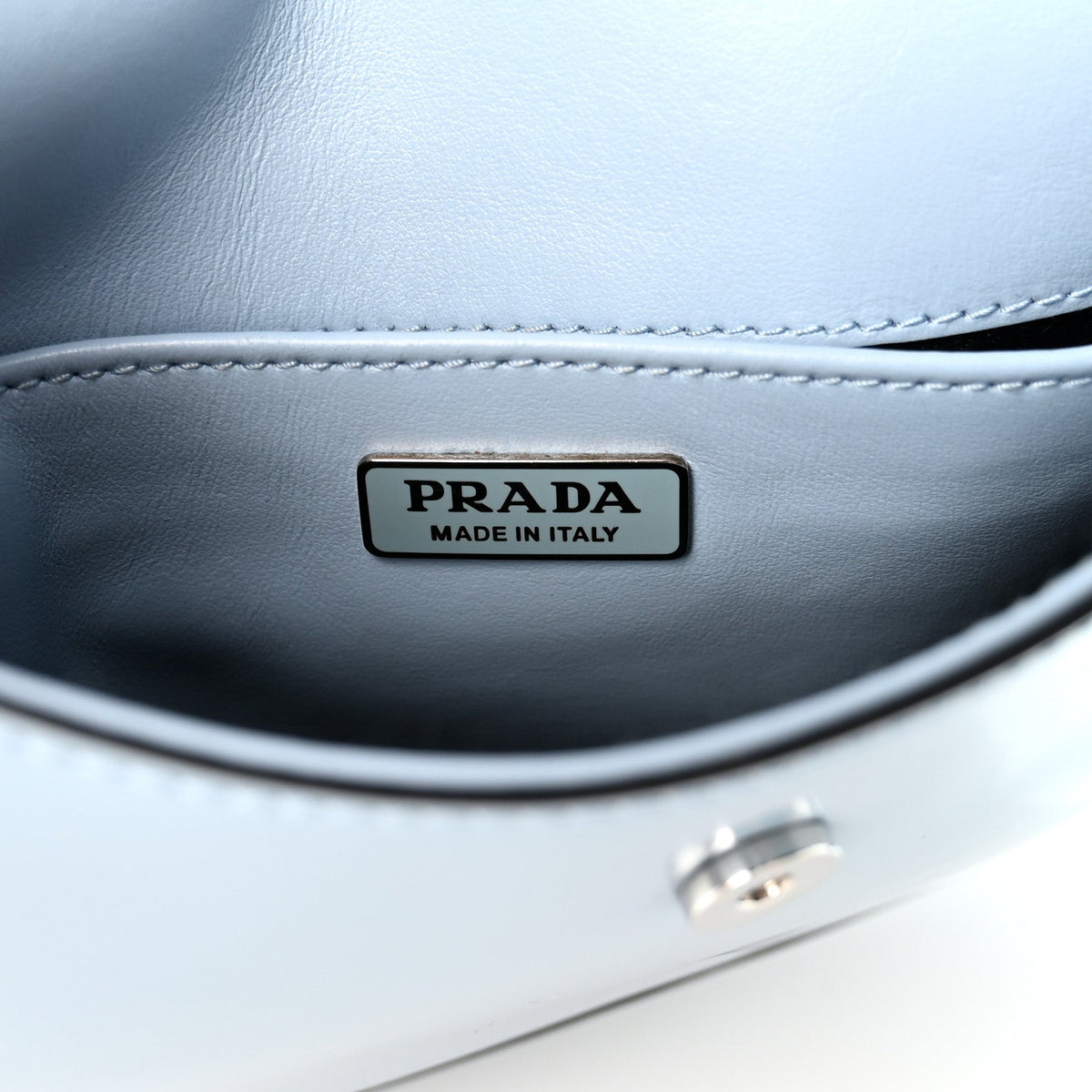 Prada Spazzolato Cleo Flap Shoulder Bag Celeste Black