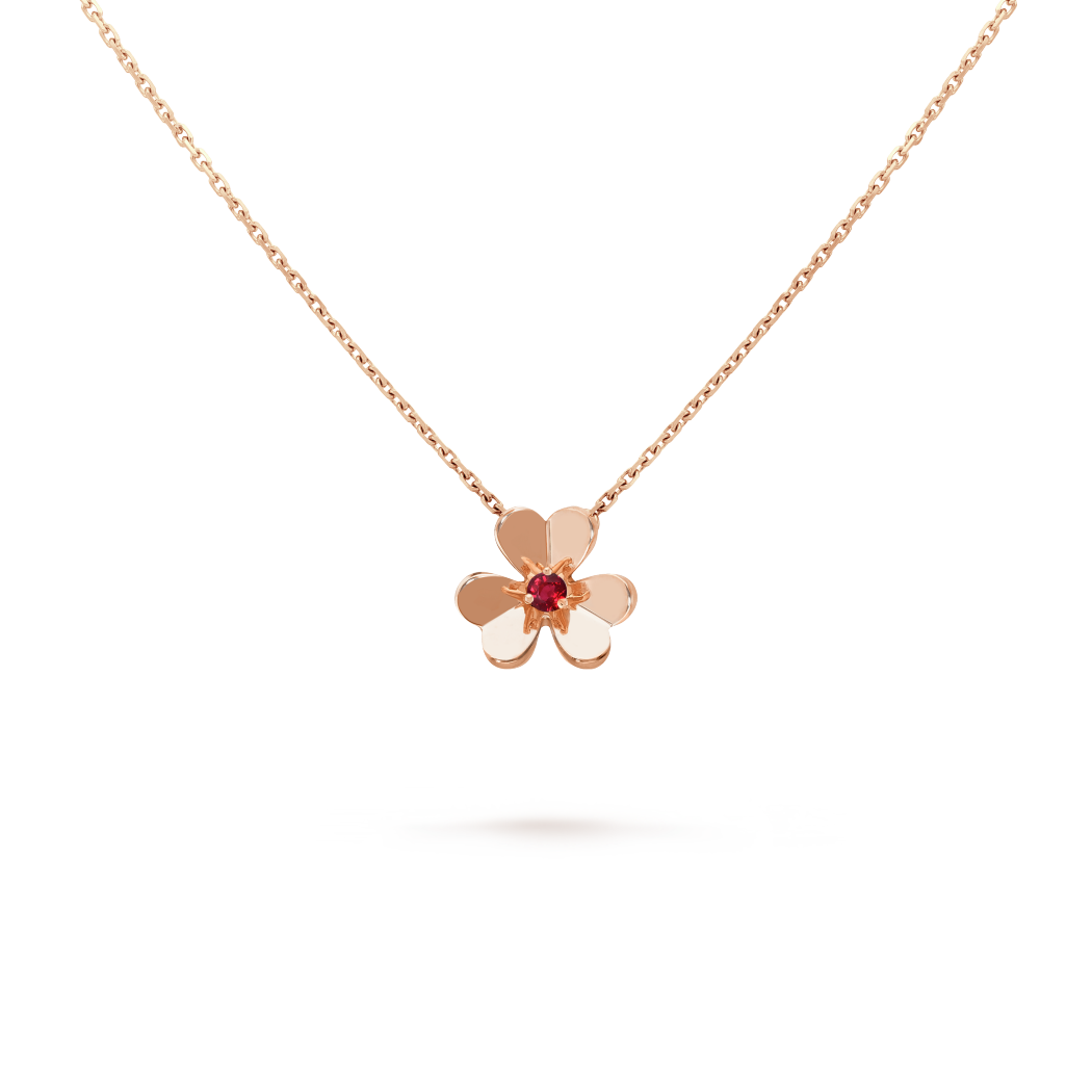 18K Rose Gold Ruby VCA Frivole Mini Pendant