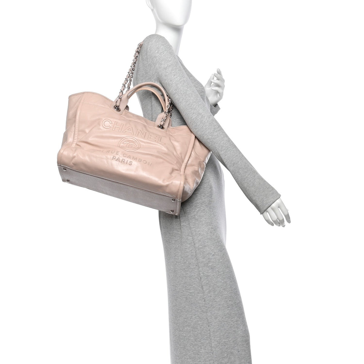 Chanel Glazed Calfskin Medium Deauville Tote Light Pink