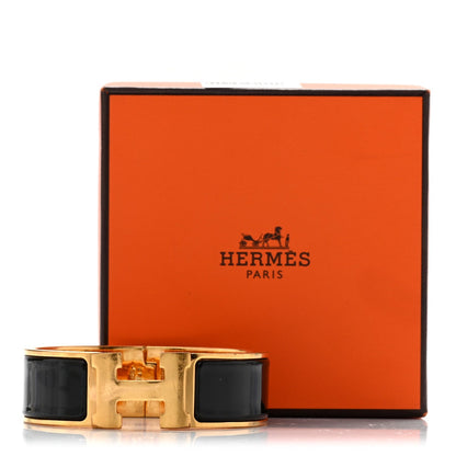 Hermes Enamel Wide Clic Clac H Bracelet GM Black