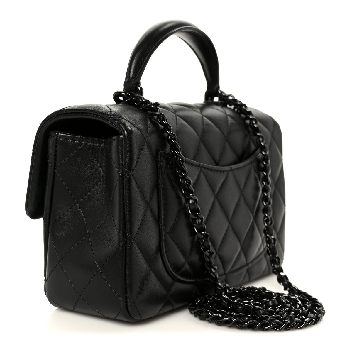 Chanel Lambskin Quilted Mini Top Handle Rectangular Flap So Black 1906190