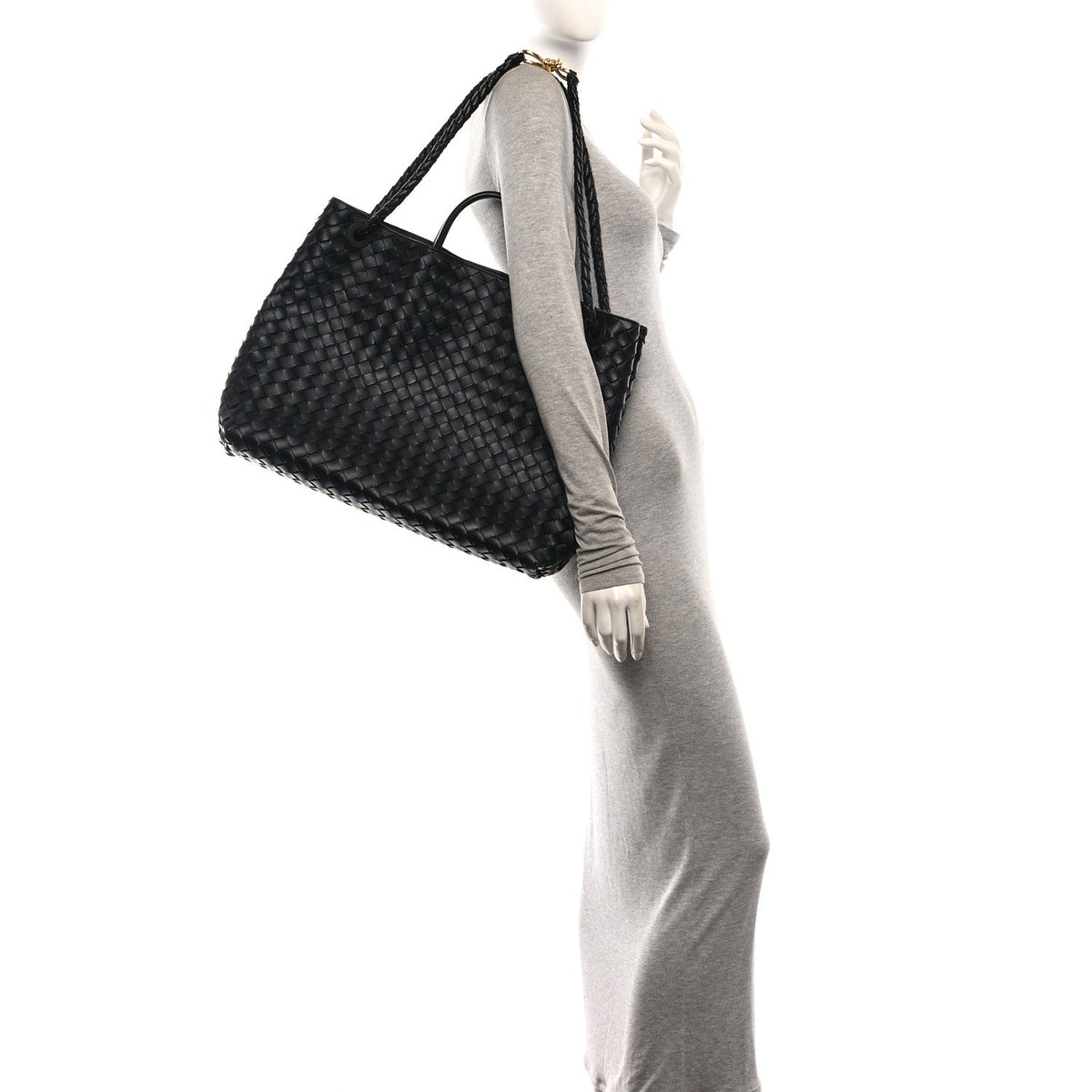 Bottega Veneta Nappa Intrecciato Large Andiamo Shoulder Bag Black